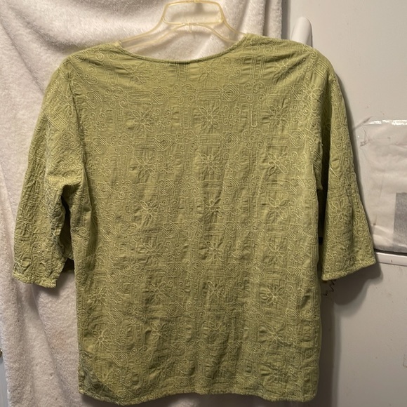 Focus Cotton Celery Green LS Tunic Size Large (clo1) - Picture 4 of 4